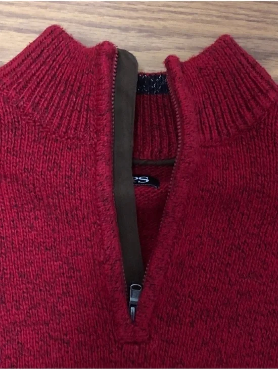 Chaps Men's Zip-Up Sweater in Rich Red Size medium - Picture 2 of 6